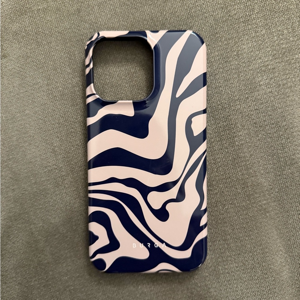 Burga iPhone 15 Pro Max Case Navy and Cream Swirls